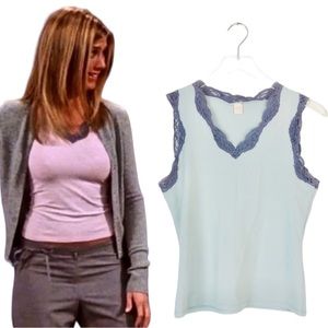 ASO Friends Rachel Green Jennifer Aniston Vintage Lace Tank L